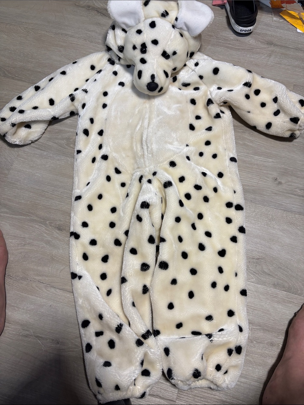 Vintage Plush Dalmatian Spot Kids One-Piece Romper - Cream/Black